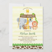 Cute Oerwoud Safari Animals Baby shower Invitation Kaart (Voorkant)