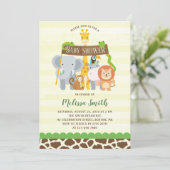 Cute Oerwoud Safari Animals Baby shower Invitation Kaart (Staand voorkant)