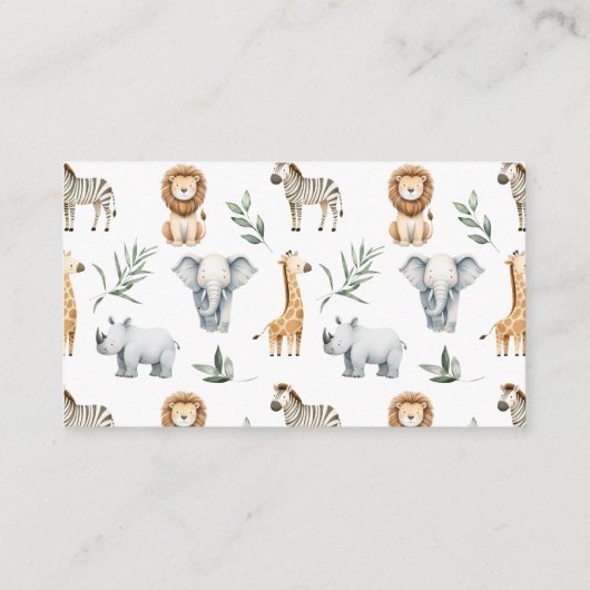 Cute Oerwoud Safari Animals Greenery Books for Bab Informatiekaartje (Achterkant)