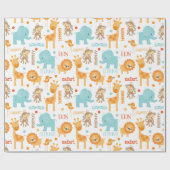 Cute Oerwoud Safari Animals Patroon Cadeaupapier (Vlak)