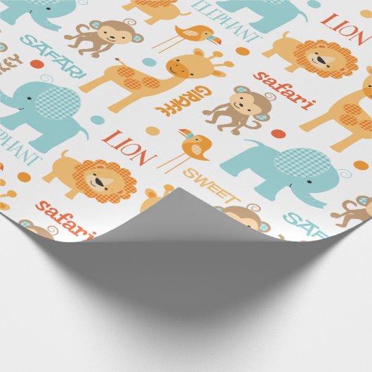 Cute Oerwoud Safari Animals Patroon Cadeaupapier (Hoek)