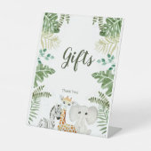 Cute Oerwoud Safari Animals Reclamebord Met Voetstuk (Voorkant)