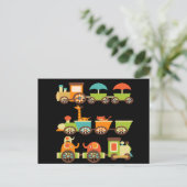 Cute Oerwoud Safari Animals Train Gifts Kinder Bab Briefkaart (Staand voorkant)