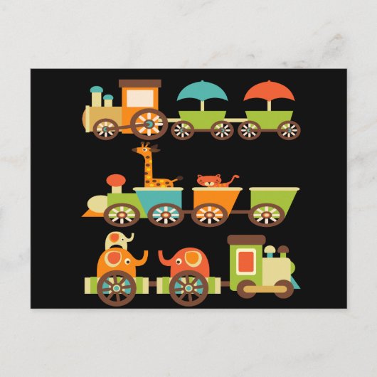 Cute Oerwoud Safari Animals Train Gifts Kinder Bab Briefkaart (Voorkant)