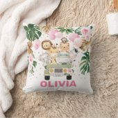 Cute Oerwoud Safari Animals Tropical Greenery Girl Kussen (Deken)