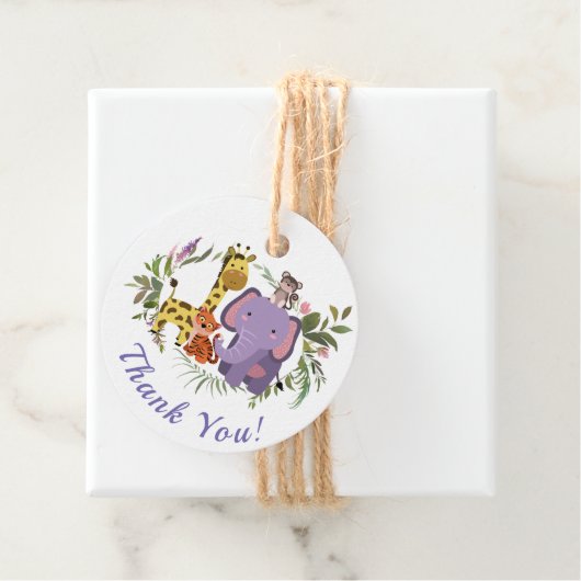 Cute Oerwoud Safari Animals Waterverf Baby shower Bedankjes Labels (In situ)
