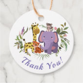 Cute Oerwoud Safari Animals Waterverf Baby shower Bedankjes Labels (Voorkant)
