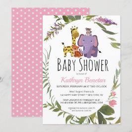 Cute Oerwoud Safari Animals Waterverf Baby shower Kaart