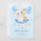 Cute Oerwoud Safari Animals Waterverf Baby shower Kaart (Voorkant)