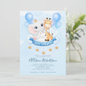 Cute Oerwoud Safari Animals Waterverf Baby shower Kaart (Staand voorkant)