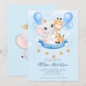 Cute Oerwoud Safari Animals Waterverf Baby shower Kaart (Voorkant / Achterkant)