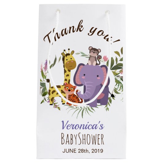 Cute Oerwoud Safari Animals Waterverf Baby shower Klein Cadeauzakje (Voorkant)