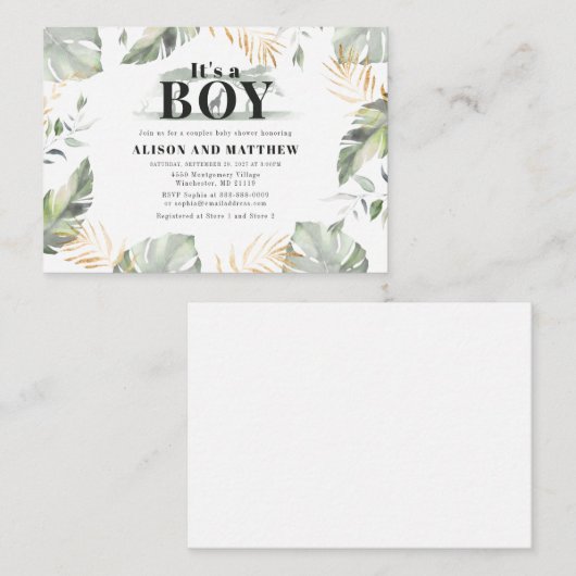 Cute Oerwoud Safari Baby shower Boys Giraffe Notitiekaartje (Voorkant / Achterkant)