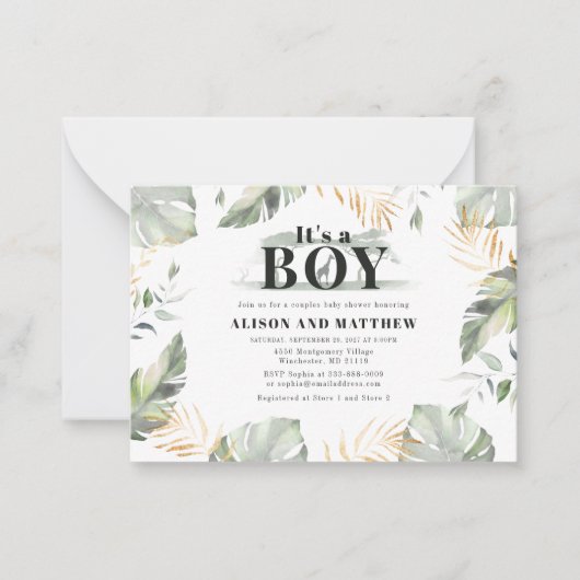 Cute Oerwoud Safari Baby shower Boys Giraffe Notitiekaartje (Voorkant)