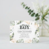 Cute Oerwoud Safari Baby shower Boys Giraffe Uitnodiging Briefkaart (Staand voorkant)