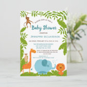 Cute Oerwoud Safari Baby shower Kaart (Staand voorkant)