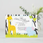 Cute Oerwoud Safari Baby shower Uitnodiging (Staand voorkant)