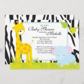 Cute Oerwoud Safari Baby shower Uitnodiging (Voorkant / Achterkant)