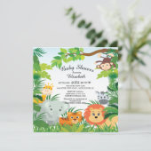 Cute Oerwoud Safari Baby Shower-uitnodigingen Kaart (Staand voorkant)