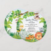 Cute Oerwoud Safari Baby Shower-uitnodigingen Kaart (Voorkant / Achterkant)