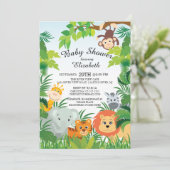 Cute Oerwoud Safari Baby Shower-uitnodigingen Kaart (Staand voorkant)