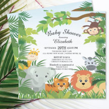 Cute Oerwoud Safari Baby Shower-uitnodigingen