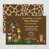 Cute Oerwoud Safari Baby Shower-uitnodigingen Kaart (Voorkant / Achterkant)