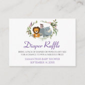 Cute Oerwoud Safari Diaper Raffle Baby shower Informatiekaartje (Voorkant)