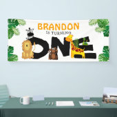 Cute Oerwoud | Safari Dieren Geopende kinderen Spandoek (Beurs)