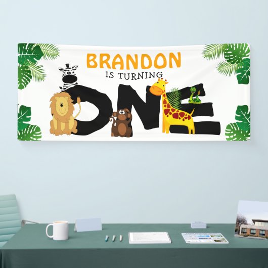 Cute Oerwoud | Safari Dieren Geopende kinderen Spandoek (Beurs)