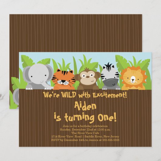 Cute Oerwoud Safari dierentuin Kaart (Voorkant / Achterkant)