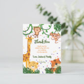 Cute oerwoud safari dierfeest bedankt je kaart (Staand voorkant)