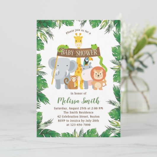 Cute Oerwoud Safari Forest Animals Baby shower Kaart (Staand voorkant)