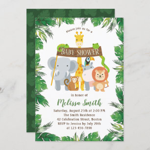 Cute Oerwoud Safari Forest Animals Baby shower Kaart