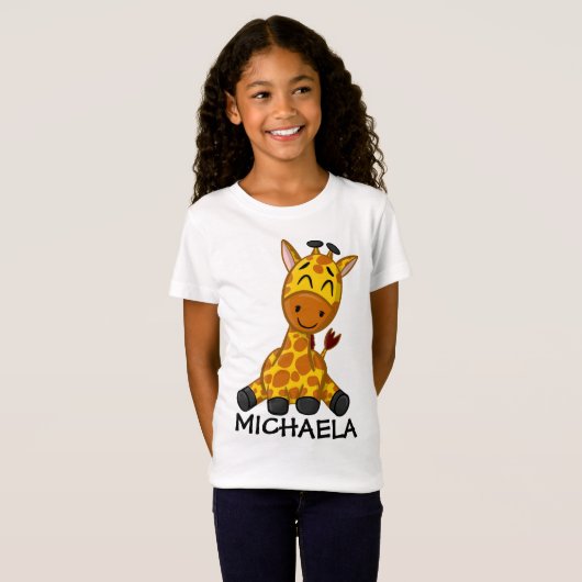 Cute Oerwoud Safari Giraffe Animal Kinder T-shirt (Voorkant volledig)