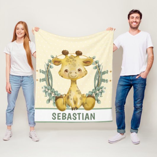 Cute Oerwoud Safari Giraffe Baby Nursery Fleece Deken (In situ)