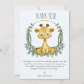 Cute Oerwoud Safari Giraffe Baby shower Hartelijk Bedankkaart (Voorkant)