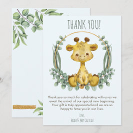 Cute Oerwoud Safari Giraffe Baby shower Hartelijk Bedankkaart