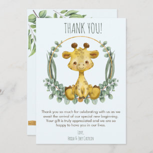 Cute Oerwoud Safari Giraffe Baby shower Hartelijk  Bedankkaart
