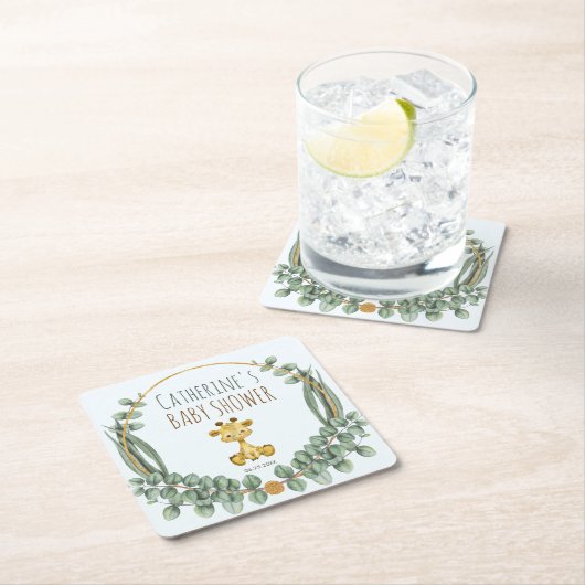 Cute Oerwoud Safari Giraffe Baby shower Kartonnen Onderzetters (Insitu)