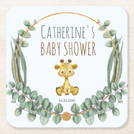 Cute Oerwoud Safari Giraffe Baby shower Kartonnen Onderzetters