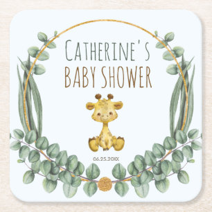 Cute Oerwoud Safari Giraffe Baby shower Kartonnen Onderzetters