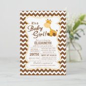 Cute Oerwoud Safari Giraffe Baby shower Uitnodigin Kaart (Staand voorkant)
