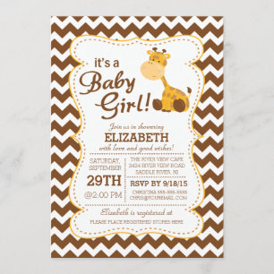 Cute Oerwoud Safari Giraffe Baby shower Uitnodigin Kaart