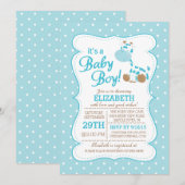 Cute Oerwoud Safari Giraffe Baby shower Uitnodigin Kaart (Voorkant / Achterkant)