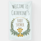 Cute Oerwoud Safari Giraffe Baby shower Welcome Spandoek (Verticaal)