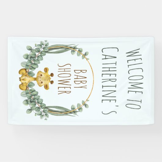 Cute Oerwoud Safari Giraffe Baby shower Welcome Spandoek (Horizontaal)