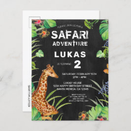 Cute Oerwoud Safari Giraffe Birthday Invitation Uitnodiging Briefkaart