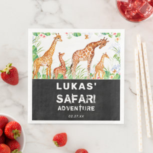 Cute Oerwoud Safari Giraffe Birthday Servet
