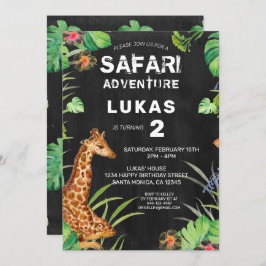 Cute Oerwoud Safari Giraffe Chalkboard Birthday Kaart